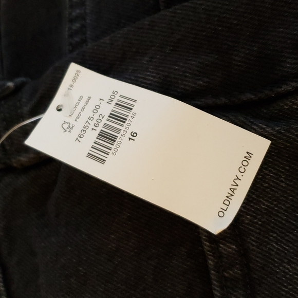 Old Navy High-Waisted Button-Fly Slouchy Straight Black-Wash Jeans Black Size 16 - Picture 7 of 9